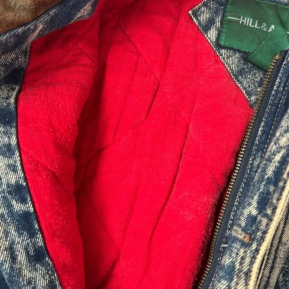 Vintage Acid Wash Denim Jacket with Brown Collar - Picture 5 of 5